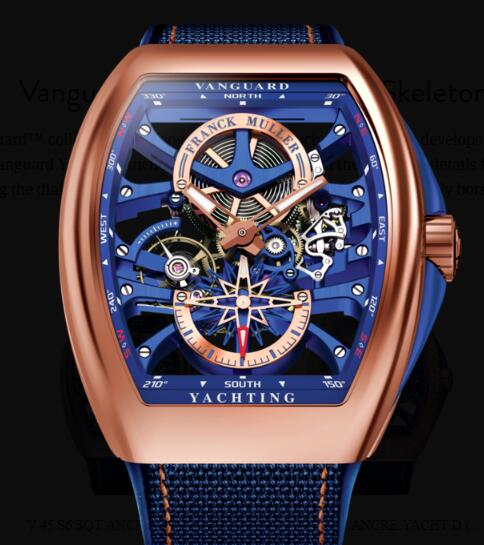 Review Buy Franck Muller Vanguard Yachting Anchor Skeleton Classic Replica Watch for sale Cheap Price V 45 S6 SQT ANCRE YACHT (BL) - Click Image to Close